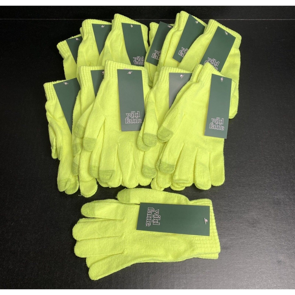 Tech Gloves Women One Size Neon Yellow Knit Touchscreen Cyberpunk Streetwear